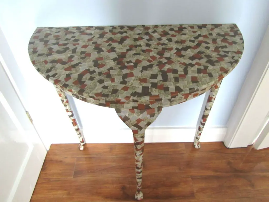Completed decoupage table