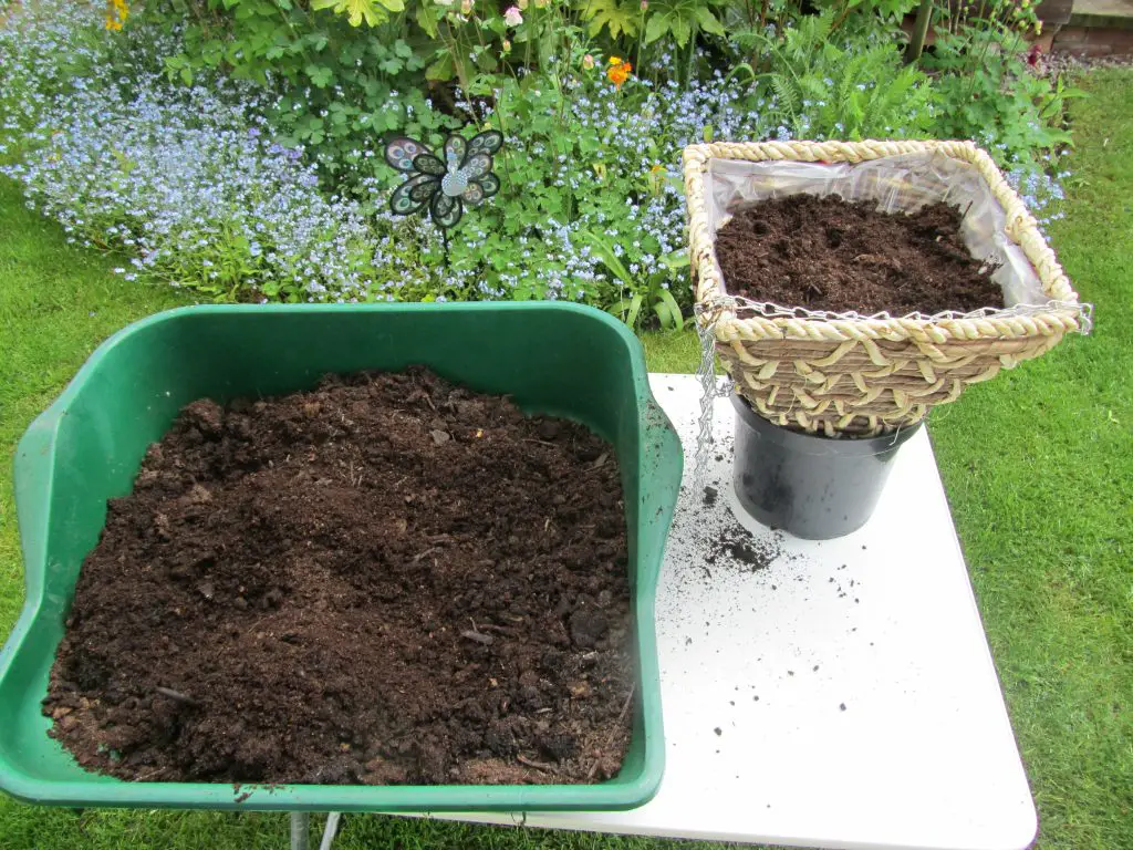 Hanging basket ready for planting