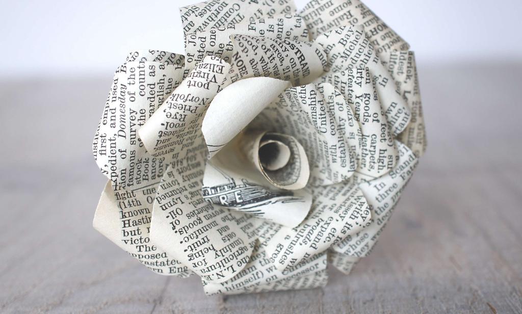 book page rose paper flower