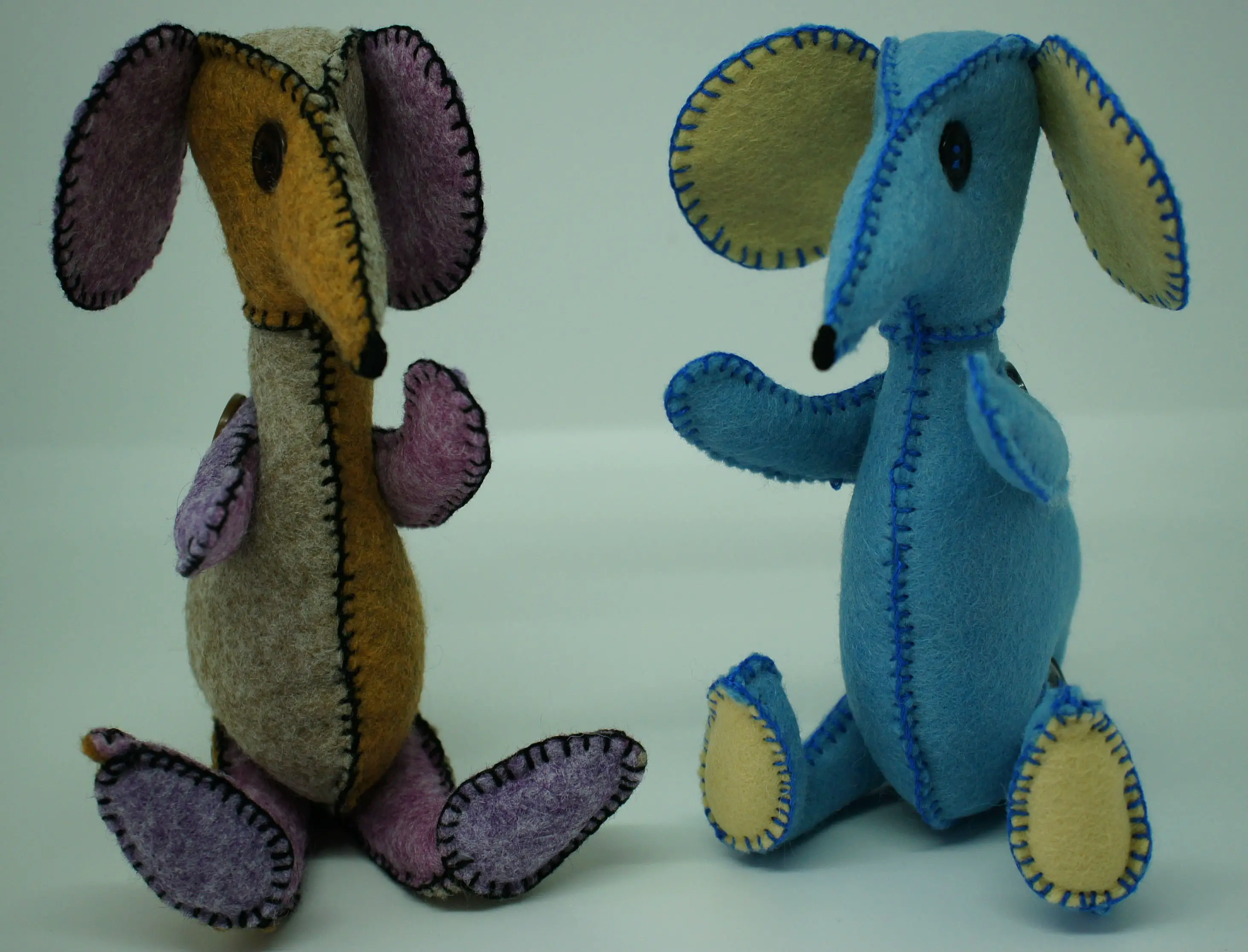 My completed felt mice from the House of Zandra button buddy mouse pattern.