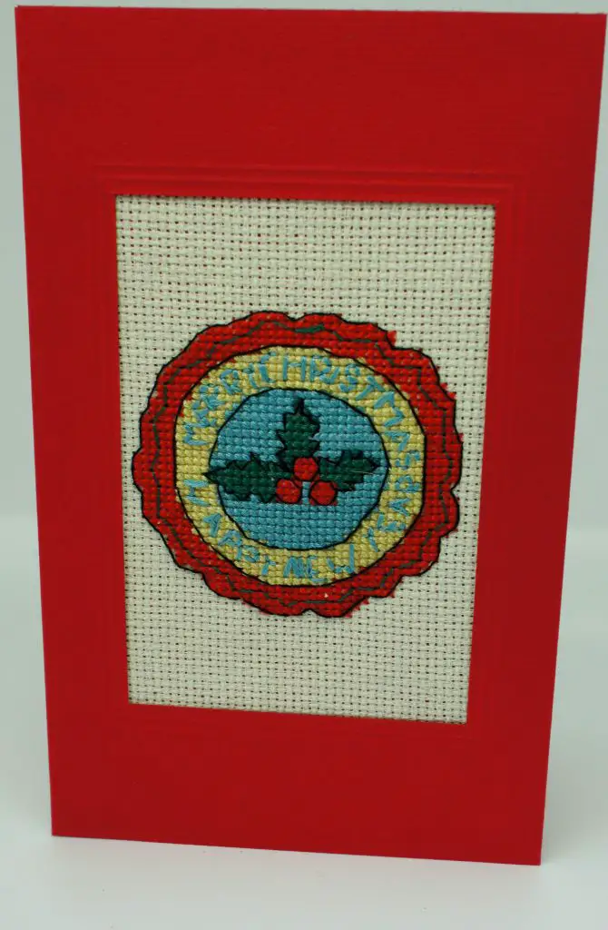 Cross stitch Christmas card 1 completed