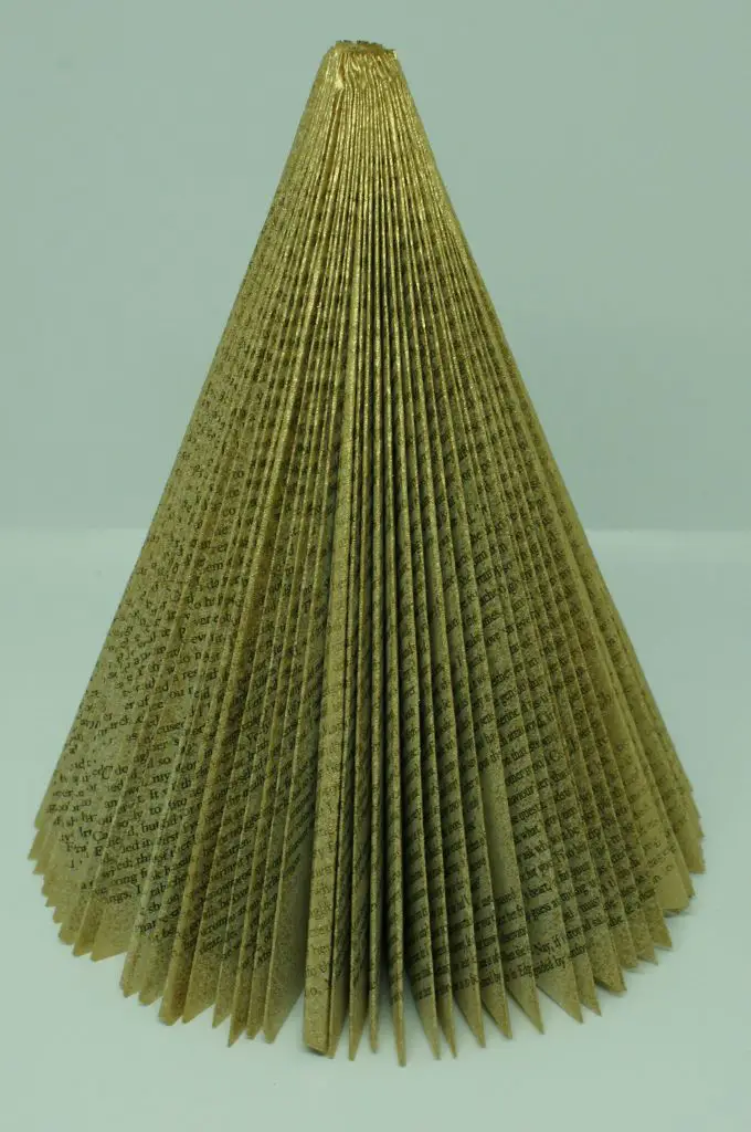 Folded Book Christmas Tree - sprayed gold