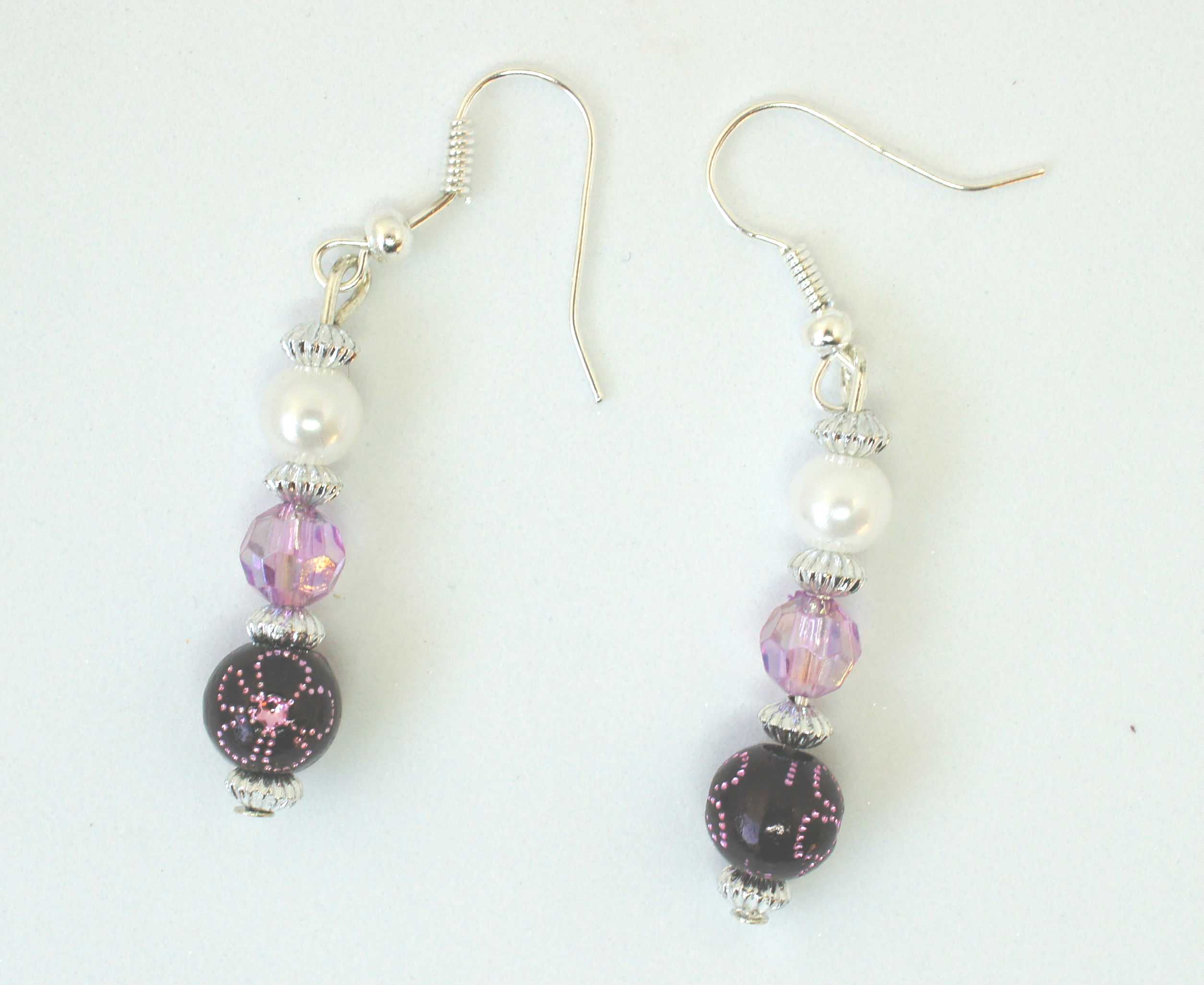 beaded pink earrings