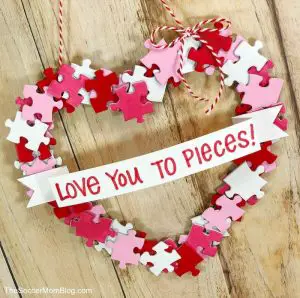Love you to Pieces DIY Valentine wreath