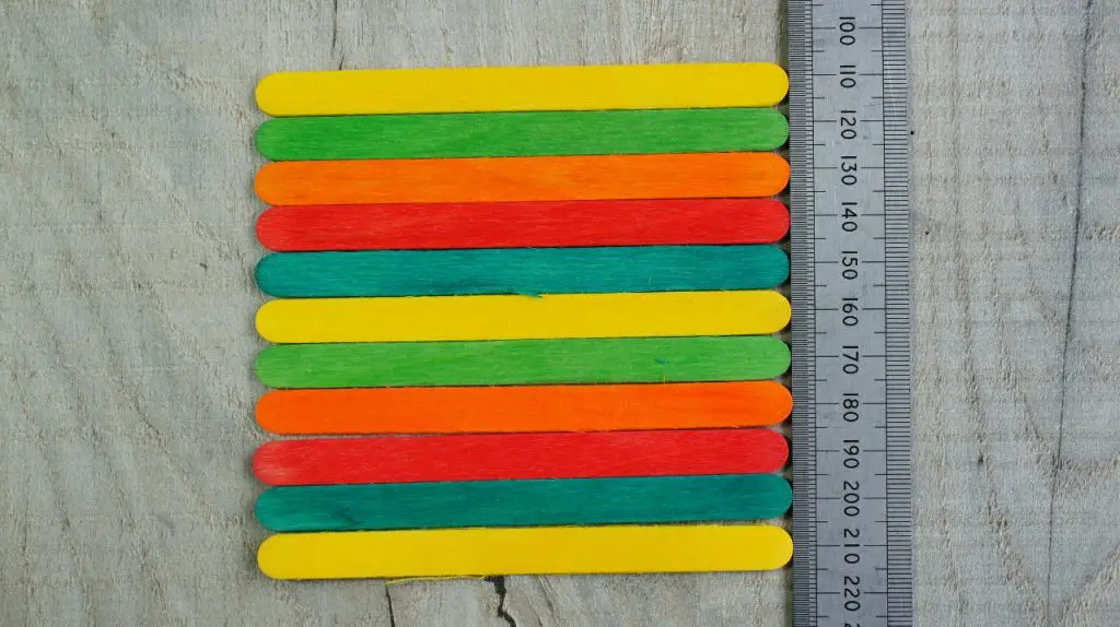 popsicle sticks lined up