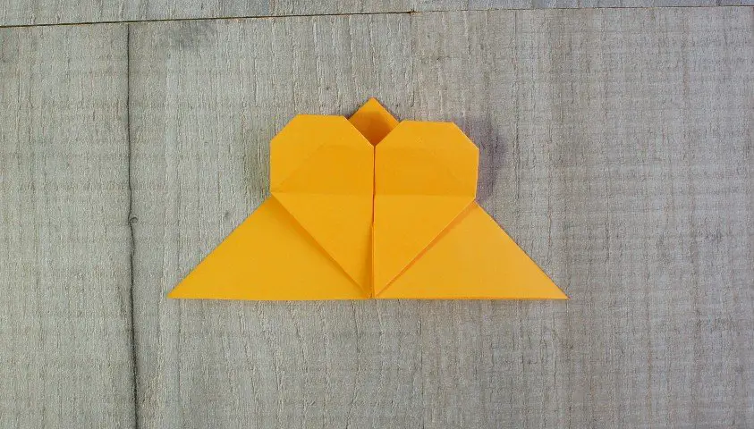 completed Origami heart corner bookmark 