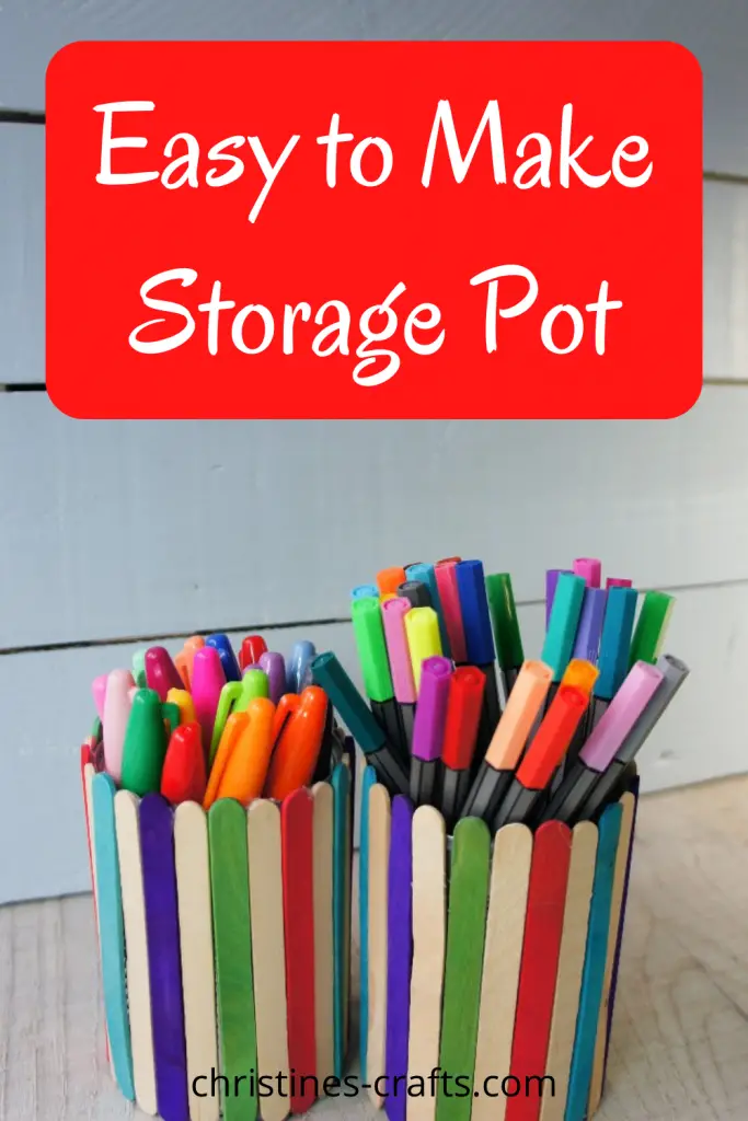tin can storage pot with popsicle sticks