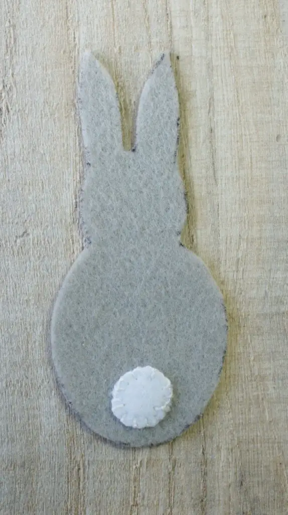 felt rabbit tail sewn on