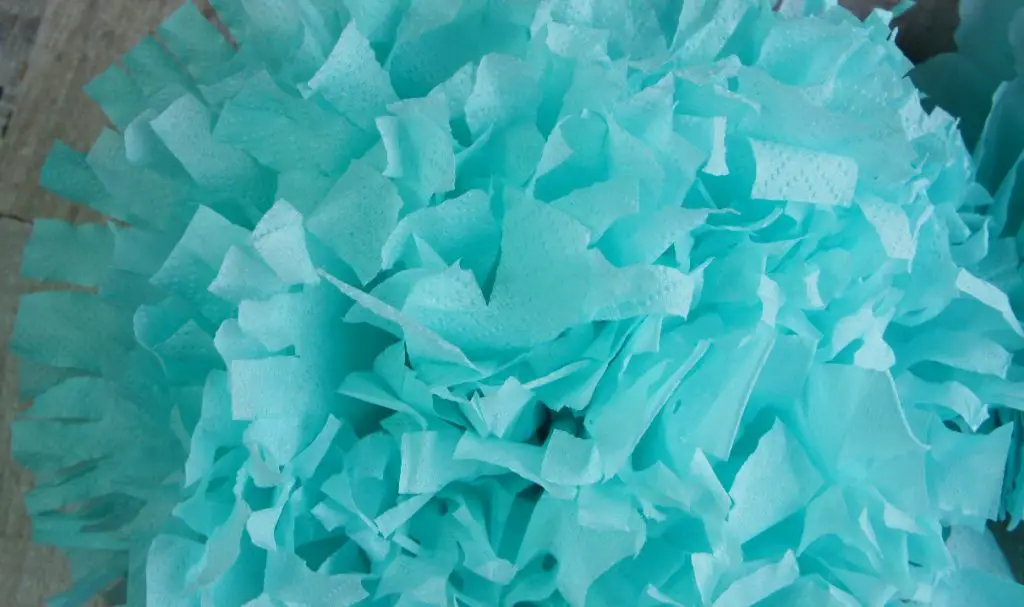 Tissue paper flower trimmed