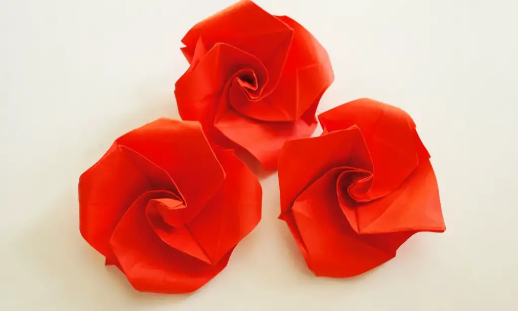 3 origami roses