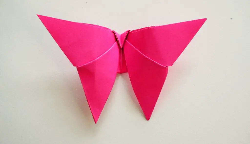 completed pink butterfly origami
