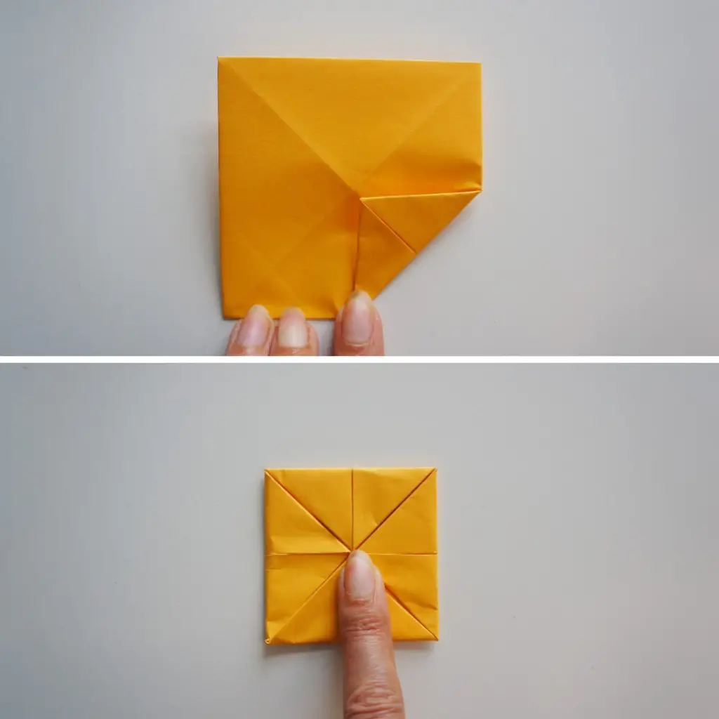 third folds of origami lotus flower
