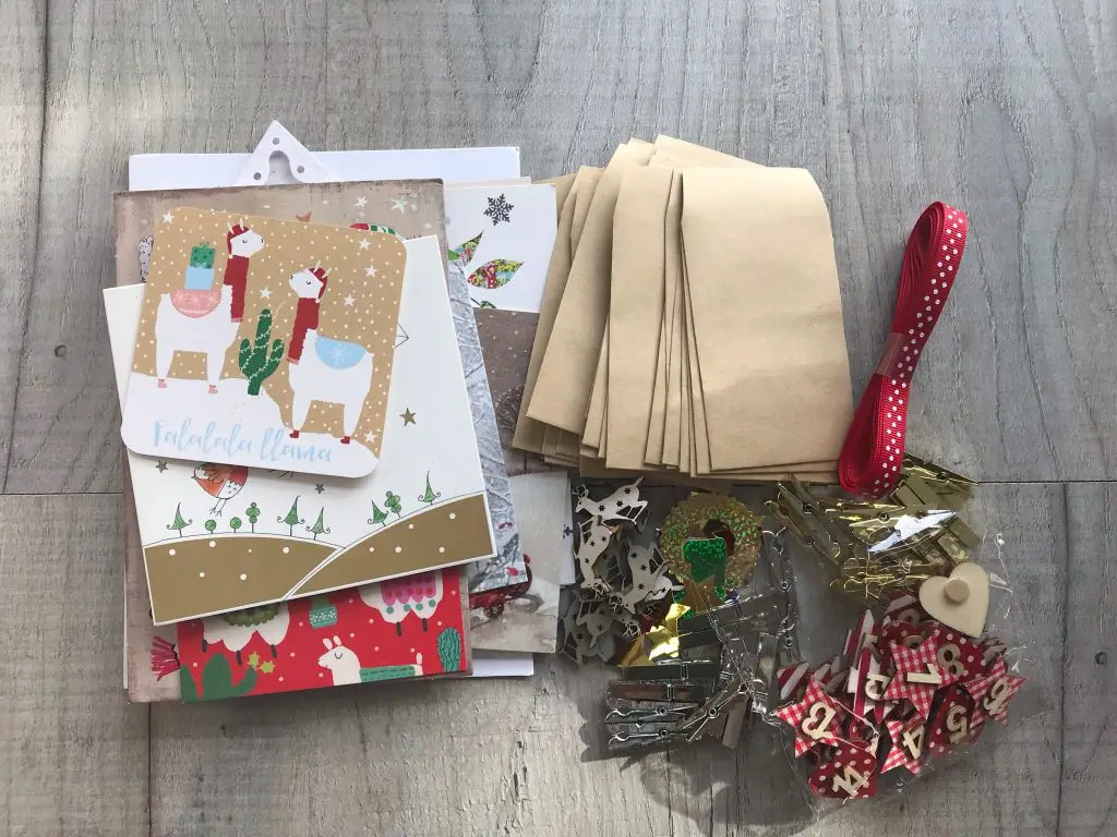 DIY Advent calendar supplies