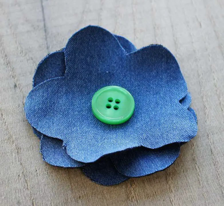 glued denim flower