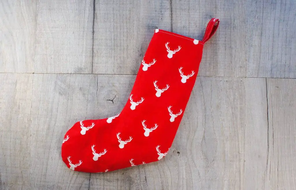 Completed red Christmas stocking