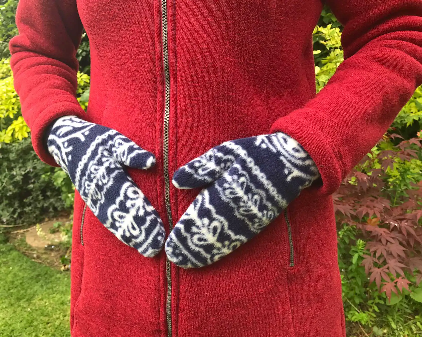 mittens being worn