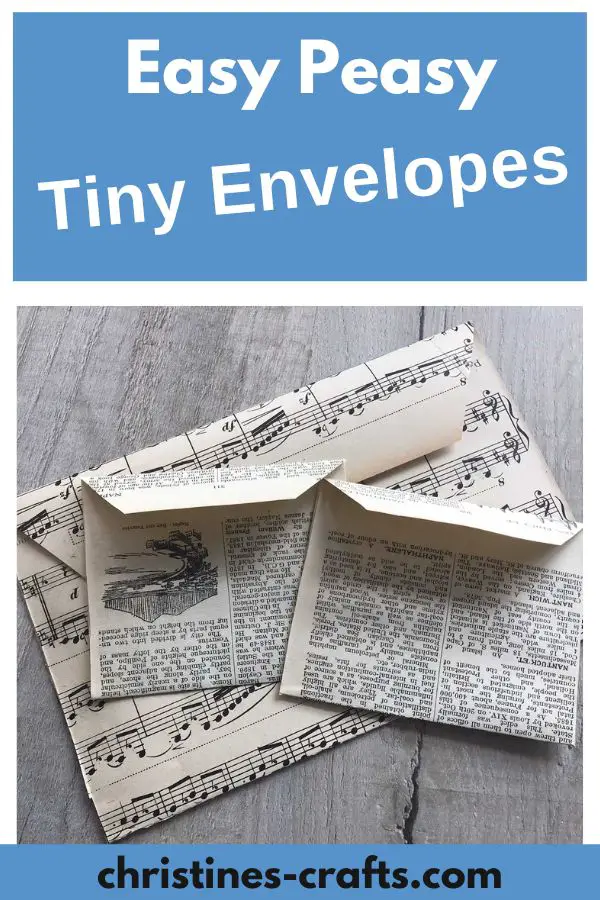 tiny envelopes made from book pages and old music