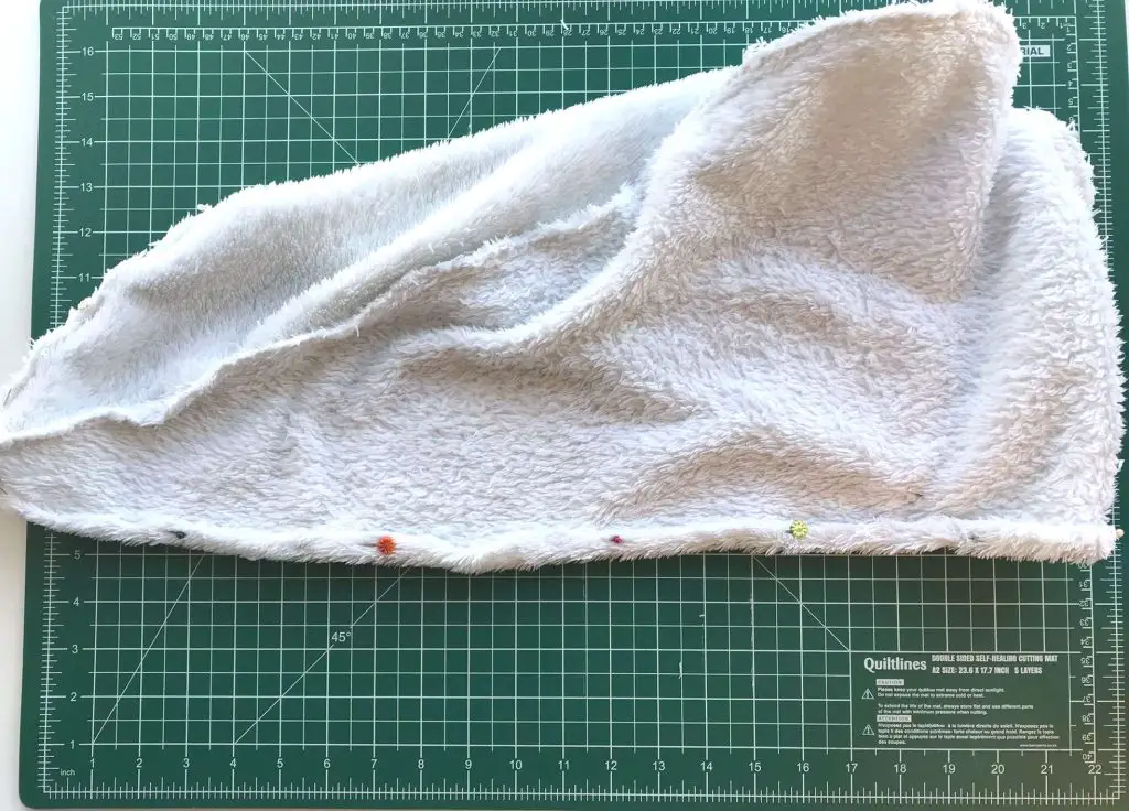 hem pinned on towel hair wrap