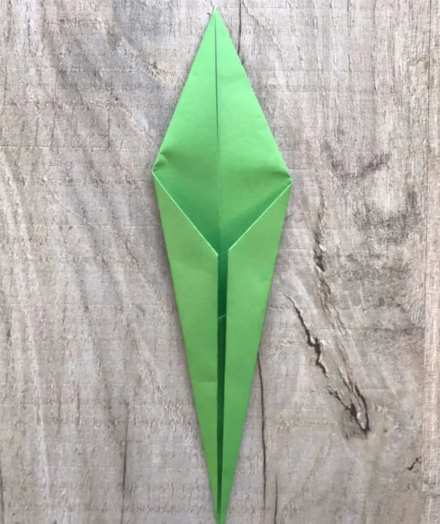 Origami flower stem third fold