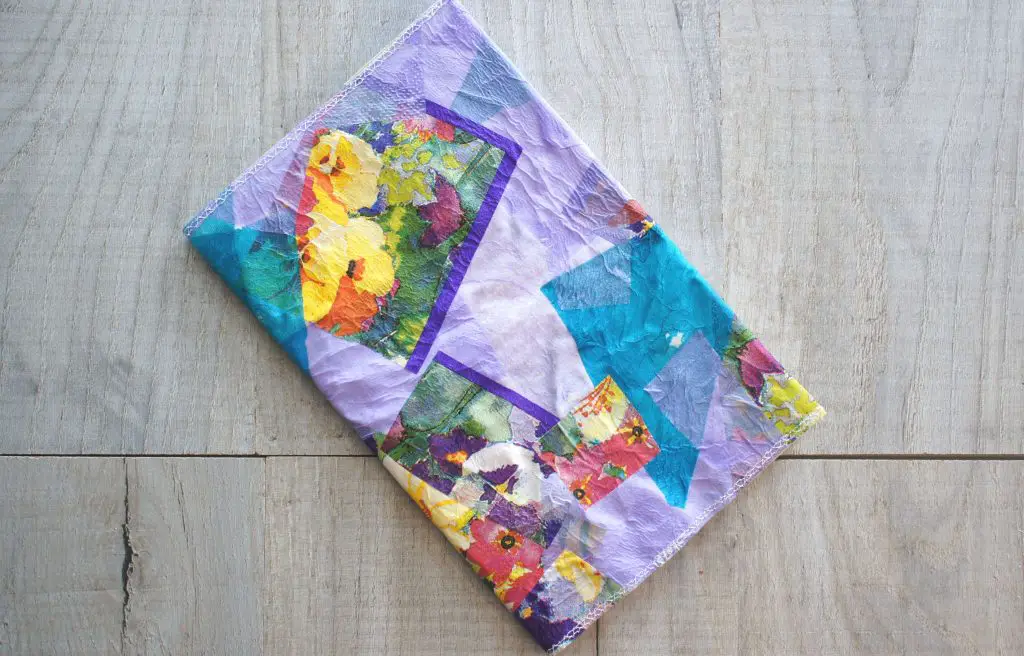 purple fabric paper notebook cover