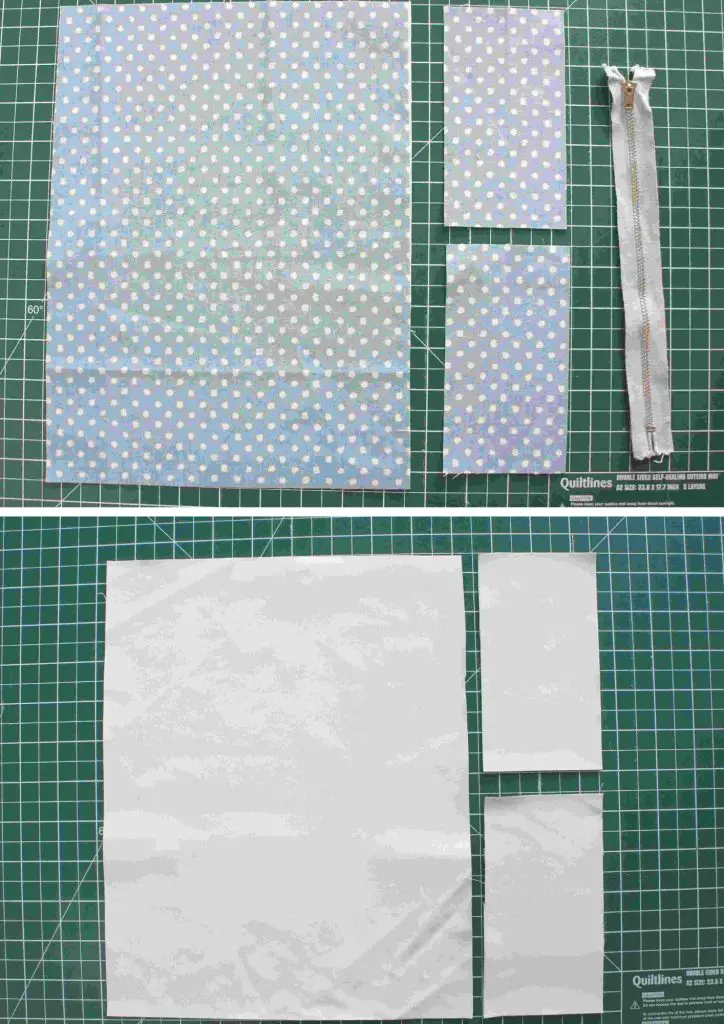 DIY makeup bag pieces cut out