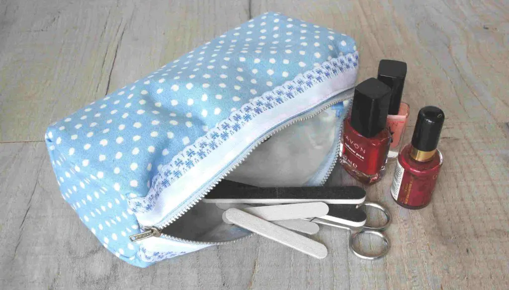 makeup bag with nail varnish