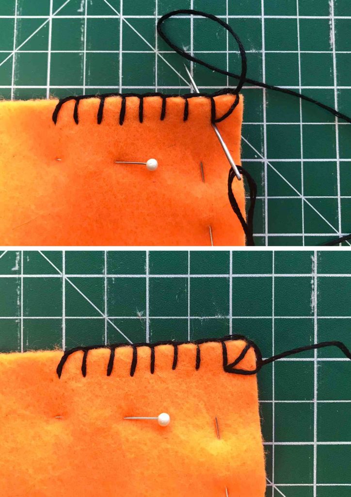completing a blanket stitch corner