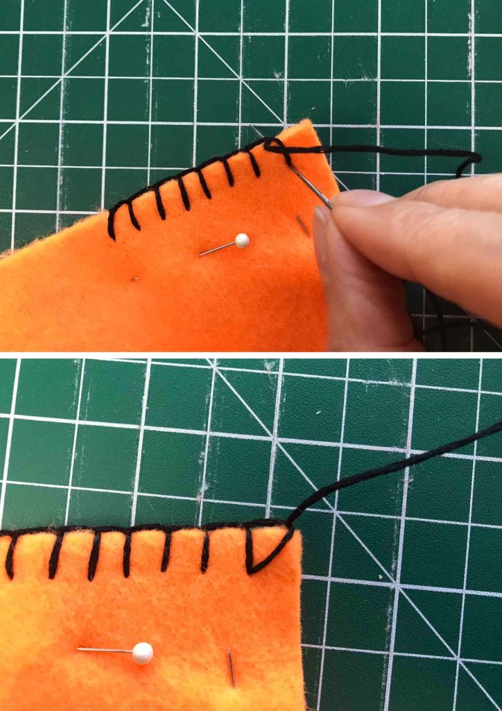 forming a blanket stitch corner