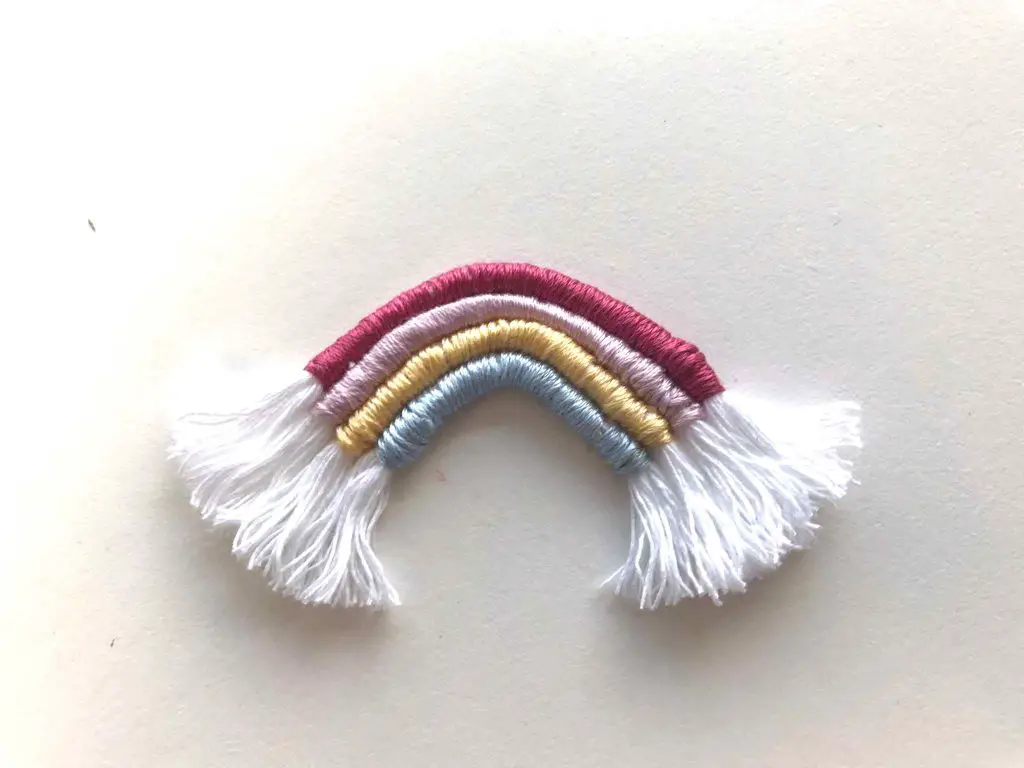 completed rainbow brooch