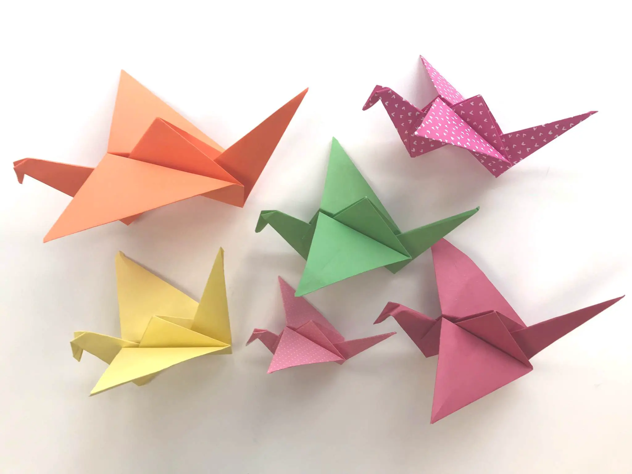 origami cranes with flapping wings
