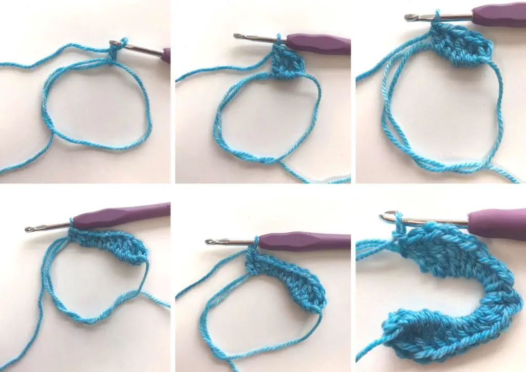 crocheting small hearts process photos