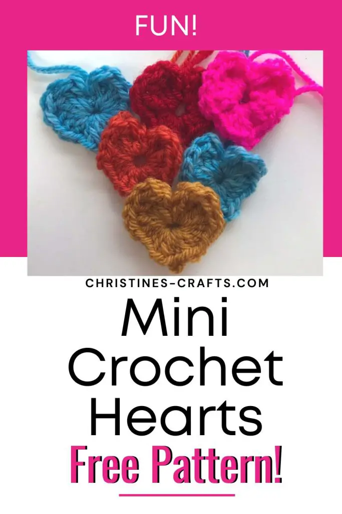 small crochet hearts pin