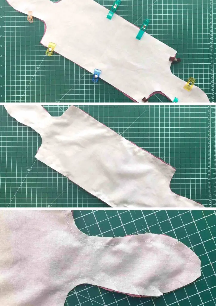 bunny ears Easter bag sewing and clipping seams