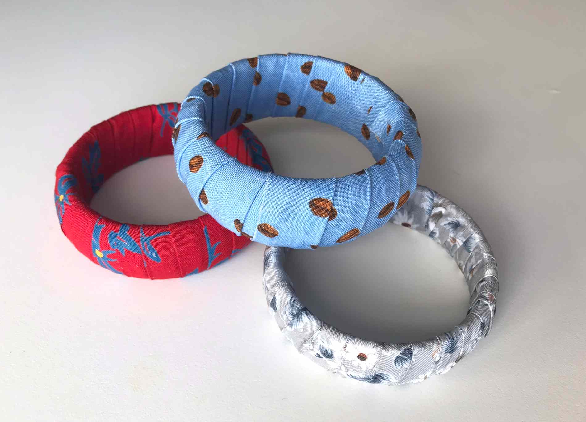 fabric covered plastic bangle bracelets