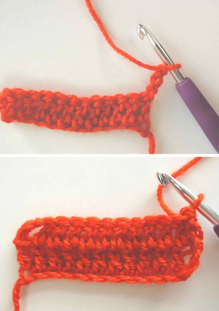 2 rows of double crochet stitch