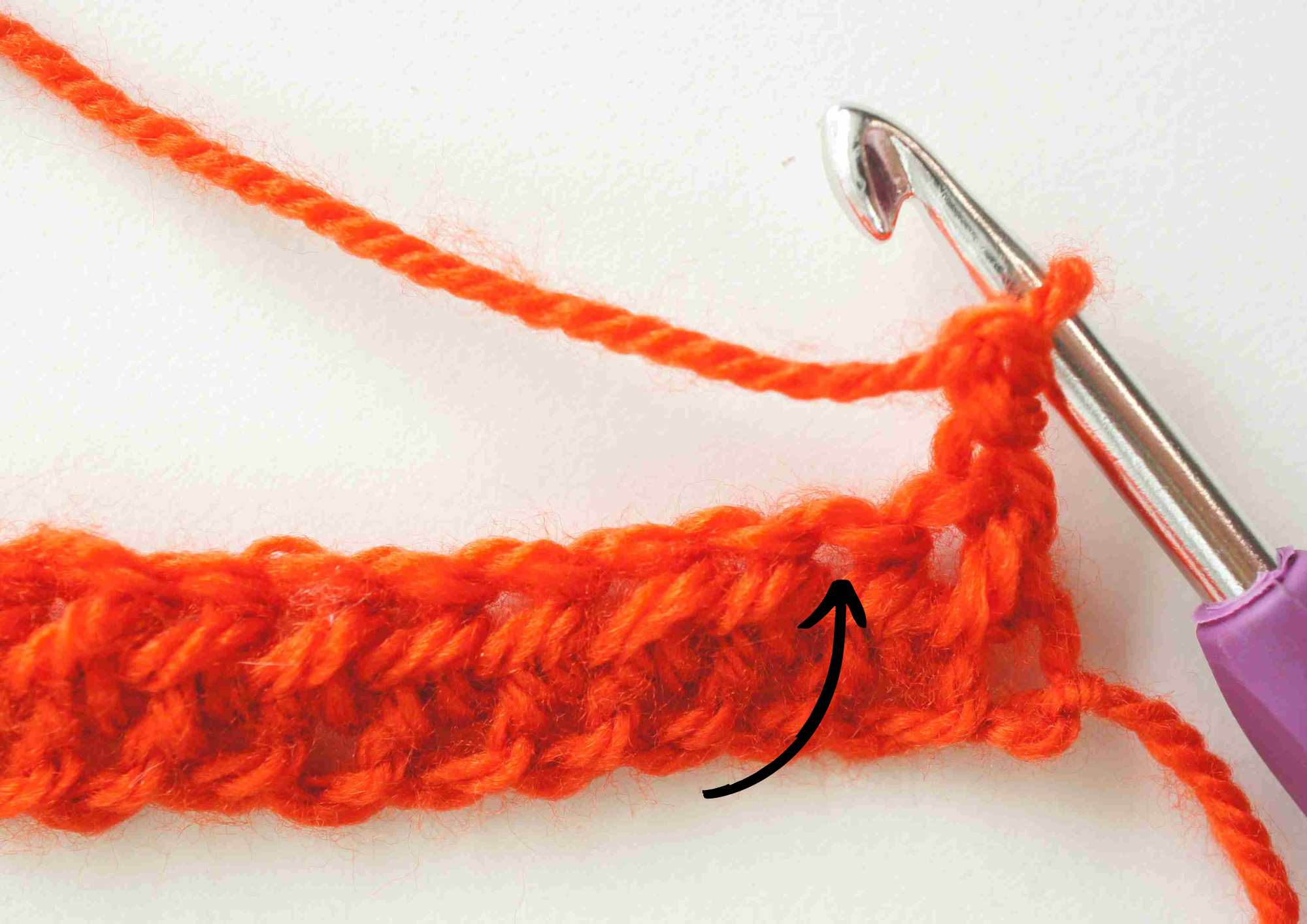 half double crochet stitch start of second row