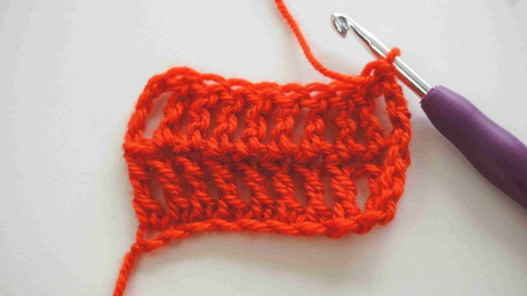 2 rows of double treble crochet stitch