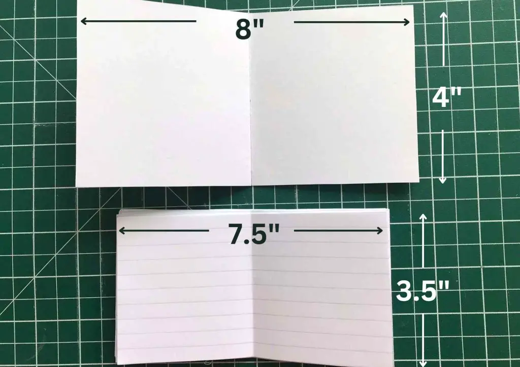 card and paper cut for diy pocket notebook