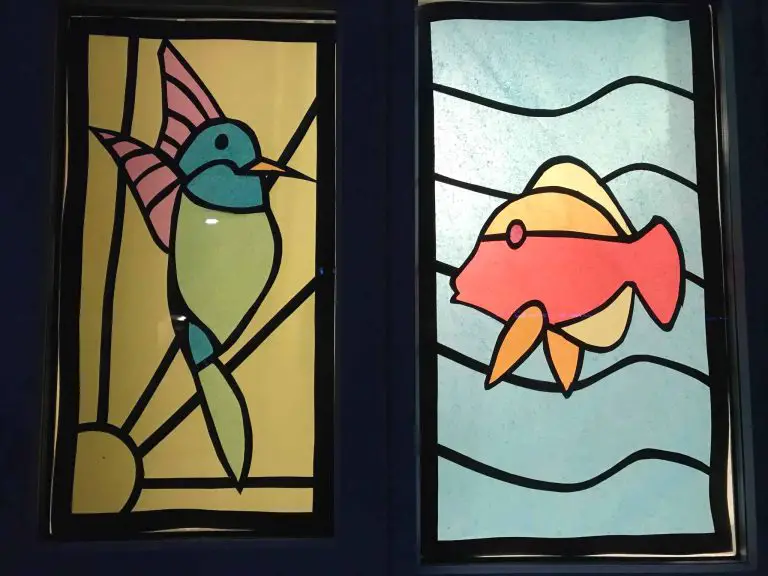 paper stained glass bird and fish