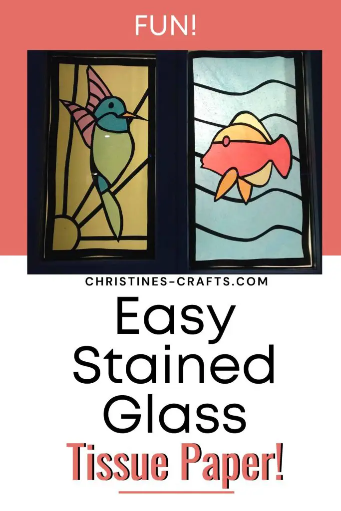 tissue paper stained glass Pinterest pin image